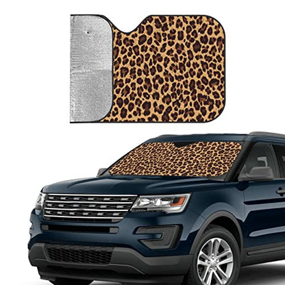 Leopard Car Windshield Sunshade Front Window Sun Visor Protector Foldable Shield Cover for Truck SUV - color: White3
