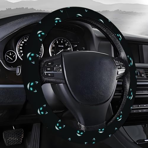 Steering Wheel Covers for Car, Truck, and SUV, Cute Non-Slip Breathable Elastic Steering Wheel, Car Accessories, Universal 15 Inch Leather Cover for Men Women Neon Cat - color: Neon Cat