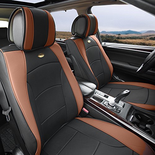 FH Group Car Seat Cover Cushion - 2 Pack Seat Covers for Cars Trucks SUV,) Faux Leather Car Seat Cushions, Waterproof Car Seat Cover Cushion, Universal Fit Car Seat protector Front Set Brown - color: Brown, style: Front Set