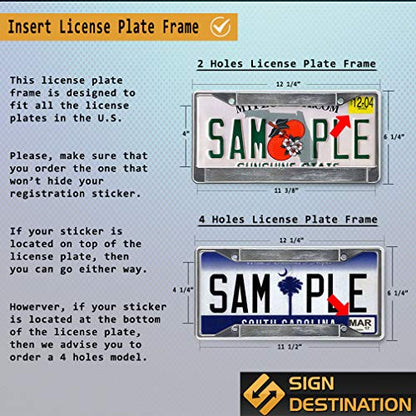 Sign Destination Metal Insert License Plate Frame Don't Follow Me I'm Lost Weatherproof Car Accessories Black 2 Holes Solid Insert 1 Frame