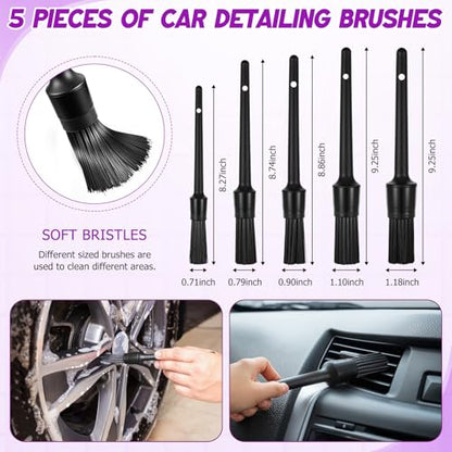 16 Pcs Windshield Cleaner Tool, Car Cleaning Kit with Various Detailing Brushes Set Spray Bottle Cleaner Towel Cleaning Gel Accessories Car Interior Detailing Kit for Windows Vents(Purple) - color: Purple