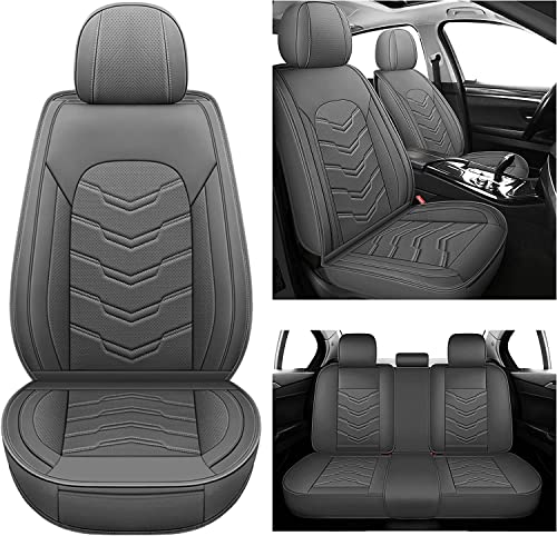 AOOG Leather Car Seat Covers Universal fit Most Sedans SUV Trucks, (Full Set, Grey) - color: GREY, size: FULL SET
