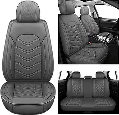 AOOG Leather Car Seat Covers Universal fit Most Sedans SUV Trucks, (Full Set, Grey) - color: GREY, size: FULL SET