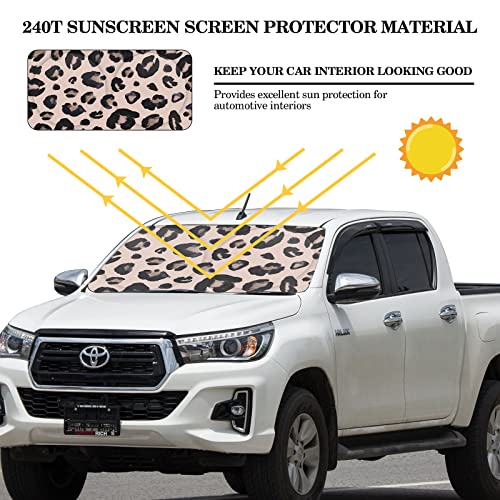Windshield Sun Shade Foldable Car Front Window Covers for Car Accessories Sun Heat UV Rays Visor Protector Protection for Universal Cars SUV Truck(Leopard) - style: Leopard