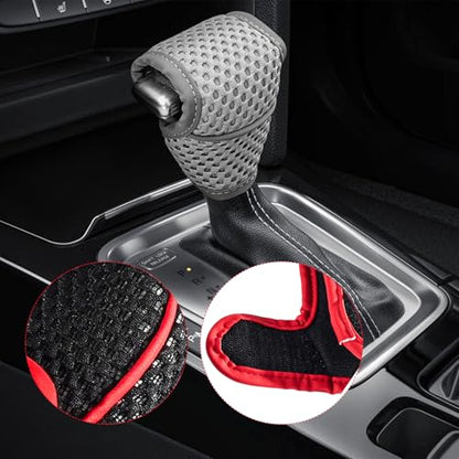 Car Gear Shift Knob Cover, Anti-Slip Manual Automatic Shifting Knob Gear Handle Stick Protection, Breathable Automotive Rod Lever Shifter Knobs Cover for SUV Truck RV (Gray, Regular) - color: Gray, size: Regular