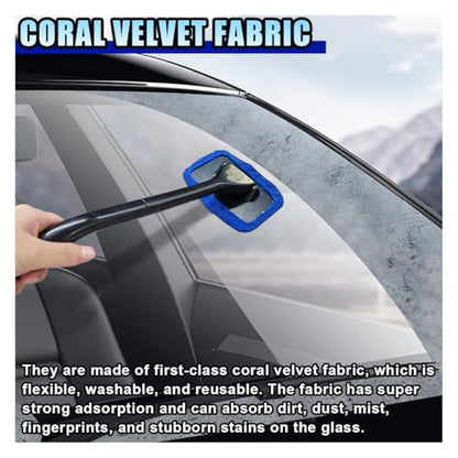 LAINLOY 7 Pack Microfiber Cloths, Replaceable Car Inside Windshield Cleaning Tool Bonnet, Reusable Window Washing Pads Cover Kit, Car Interior Glass Cleaner Towel Fit 5"