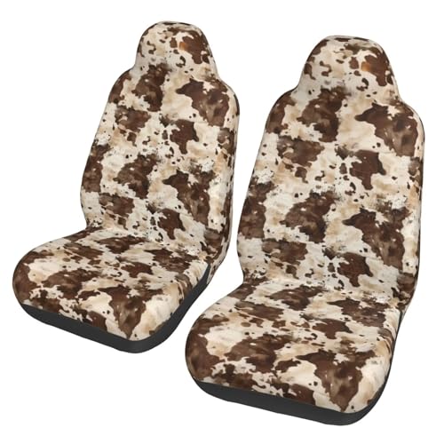 Car Seat Covers 2PCS Front Seat Only Cute Cow Automotive Vehicle Seat Cover, Cow Spot Cowhide Universal Seat Cover for Sedan, SUV, Truck Brown Car Accessories - color: Cute Cow