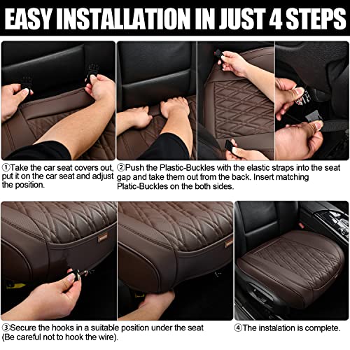 TIEHESYT Pink Car Seat Covers, 1PCS Automotive Faux Leather Seat Covers Front Bottom Protector, Universal Full Wrapping Edge Fit Most Seats of Cars, SUVs, Sedans and Pickup Trucks - color: Pink Diamond, size: 1 PCS