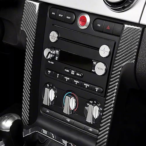 Real Soft Carbon Fiber Car Accessories Central Console Instrument Side Strips Interior Trim Stickers Compatible with Ford Mustang GT Shelby 2005 2006 2007 2008 2009 - color: Console Strips-black