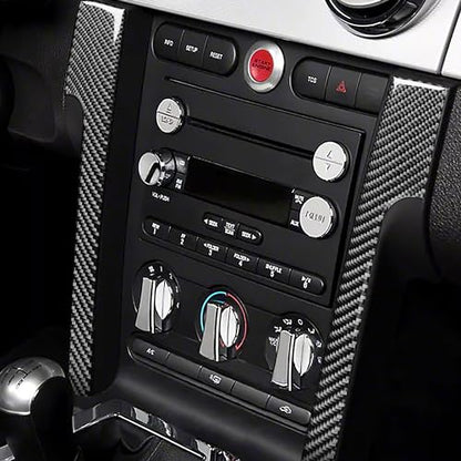 Real Soft Carbon Fiber Car Accessories Central Console Instrument Side Strips Interior Trim Stickers Compatible with Ford Mustang GT Shelby 2005 2006 2007 2008 2009 - color: Console Strips-black