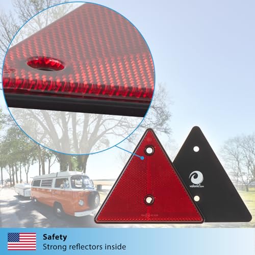 valonic triangle reflector,2 pieces - 6 x 6 inch - reflector for trailers - red - no screws included