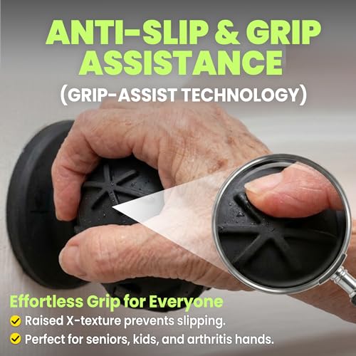 HASHI 3-in-1 Door Knob Covers (2 Pack) – Non-Slip Silicone Grip for Arthritis & Seniors, Wall Protector Bumper & Heat Resistant Handle Sleeve, Universal Size (Black)