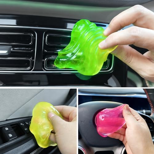 Car Cleaning Gels 3 Pack, Clean Putty Dust Cleaner Kit, Auto Detailing Tools Cleaning Putty Car Interior Cleaner, Keyboard Cleaner, Cleaning Slime Car Cleaning Supplies Gift for Men Women, 240g - color: Green,Pink,Yellow