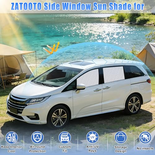 ZATOOTO Car Window Shades for Honda Odyssey 2020-2024, 4 Pcs Magnetic Car Window Covers, 100% UV Protection Foldable Privacy Curtains Side Window Sun Shade for Baby Breastfeeding Sleeping Camping - color: Honda Odyssey(20-24)