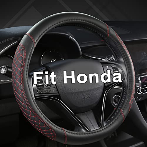 West Llama Customized Auto Car Steering Wheel Cover for Honda Accord CR-V HR-V Pilot Civic(Diamond Quilted -Black+Red-Standard Size) - color: D-Red, size: Standard size (14 Â½''-15'')