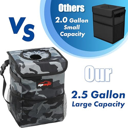 EPAuto Waterproof Car Trash Can with Lid and Storage Pockets, Camouflage Grey - color: Camouflage Grey