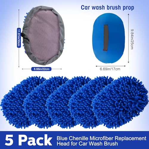 Layhit 5 Pcs Car Wash Mitt Set, Brush Not Included, Microfiber Mitt Cleaning Car Truck Washing Tools Kit RV Pickup Chenille Scratch Replacement (Royal Blue) - color: Royal Blue