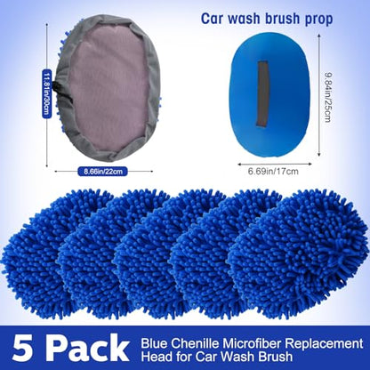 Layhit 5 Pcs Car Wash Mitt Set, Brush Not Included, Microfiber Mitt Cleaning Car Truck Washing Tools Kit RV Pickup Chenille Scratch Replacement (Royal Blue) - color: Royal Blue