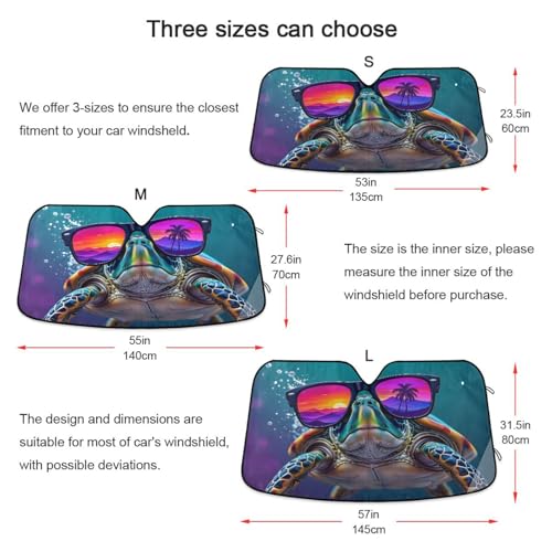 Windshield Sun Shade Sea Turtle Summer Front Window Block UV Shades Visor Reflective Retractable for Car SUV Trucks - color: B005