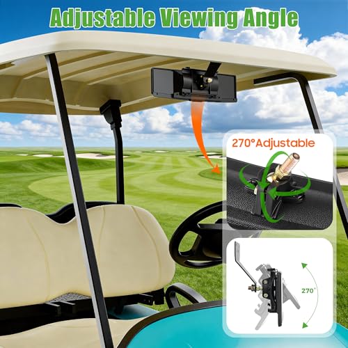 10L0L Wide View Mirror for EZGO, Golf Cart, Yamaha Universal Golf Car Rear View Mirror (3D Stereo Red Light) - style: 3D Stereo Red Light