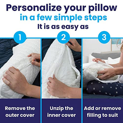 Sidney Sleep Set of 2 Mini Travel Size Neck Pillows - Knee Pillow - Back Lumbar Support - Curved Bed Pillow - 14 x 19 Inches - Adjustable Loft - Carry Backpack Included (White 2 Pack Mini) - color: White, size: Travel Mini (Pack of 2)