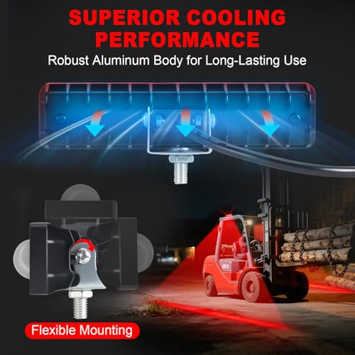 LED Forklift Safety Light Red for AGV Automated Guided Vehicle, Forklift Truck, Industrial Lift, Warehouse Safety, IP67 Waterproof, Aluminum Housing (2PCS) - size: 2PCS