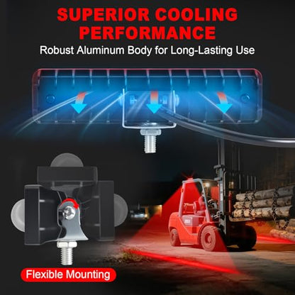 LED Forklift Safety Light Red for AGV Automated Guided Vehicle, Forklift Truck, Industrial Lift, Warehouse Safety, IP67 Waterproof, Aluminum Housing (2PCS) - size: 2PCS