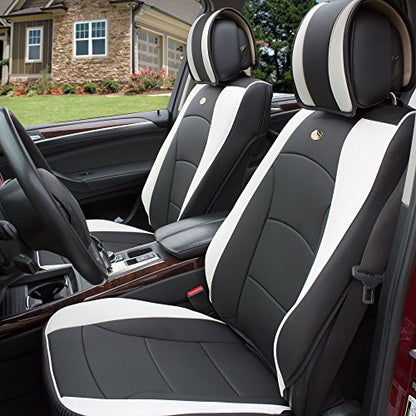 FH Group Car Seat Cover Cushion - 2 Pack Seat Covers for Cars Trucks SUV, Faux Leather Car Seat Cushions, Waterproof Car Seat Cover Cushion, Universal Fit Car Seat protector Front Set White - color: White, style: Front Set