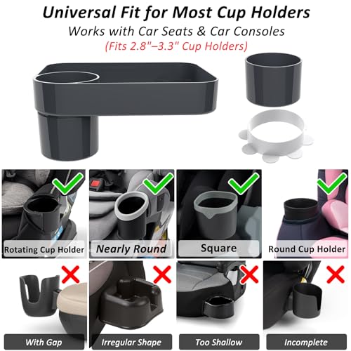 Car Seat Snack Tray for Kids, Mess-Free Square Travel Tray Cup Holder Snack Tray, Durable Car Food Tray for Toddlers, Universal Fit Kids Travel Road Trip Essentials (Dark Gray) - color: dark gray