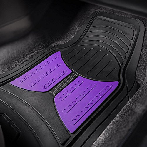 FH Group Automotive Floor Mats Purple Climaproof for All Weather Protection Universal Fit Heavy Duty Rubber fits Most Cars, SUVs, and Trucks, Full Set Trim to Fit Purple - color: Purple /Black, style: Floor Mat Set