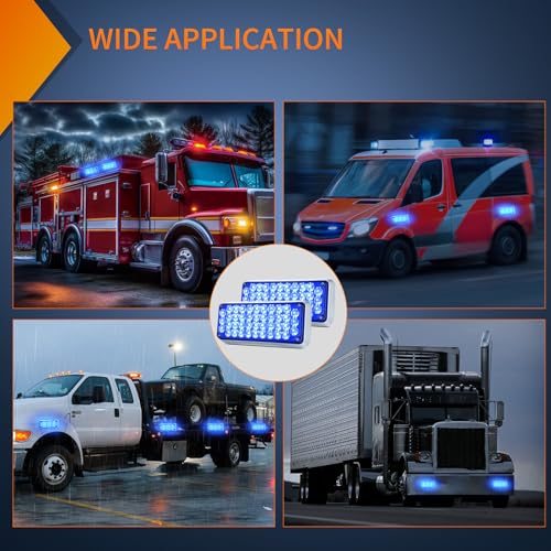 Nilight 2PCS Blue Strobe Magnetic Lights Portable Warning Hazard Light Surface Mount Waterproof 5 Patterns for 12V 24V Off Road Eergency Vehicles - color: 42LED Blue
