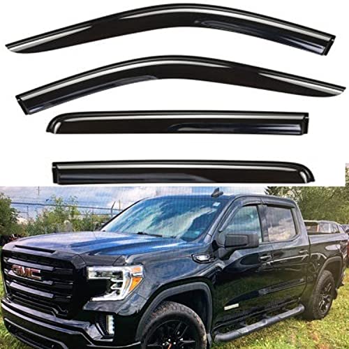 2019-2025 Window Visors Rain Guards for Chevrolet Silverado GMC Sierra 1500 Crew Cab Side Window Deflectors Vent Visor Sun Shades Truck Accessories 4pcs Smoke - size: for Silverado/Sierra 1500 Crew Cab 2019-2024