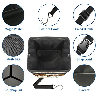 Wild Western Cowboy Car Trash Can with Lid Collapsible Reusable Waterproof Car Garage Bag,Automotive Garbage Can,Car Accessories Interior Car Organizer - color: 220120411