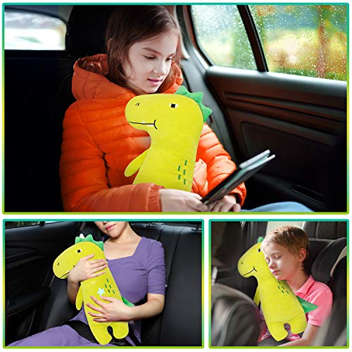 Farochy Car Pillow for Kids - Dinosaur Seat Belt Cover, Car Seat Belt Pillow Kids Car Seatbelt Covers, Vehicle Shoulder Pads, Seatbelt Cushion for Kids, Seat Strap Pillows Kids (Dinosaur)