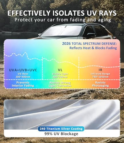 Windshield Sun Shade for Toyota 4Runner 2010-2025 Accessories, Car Front Window Sun Visor & Heat Shield | 240T Sunshade Protection Blocks UV Rays Keep Your Car Cooler - size: For Toyota 4Runner 2010-2025