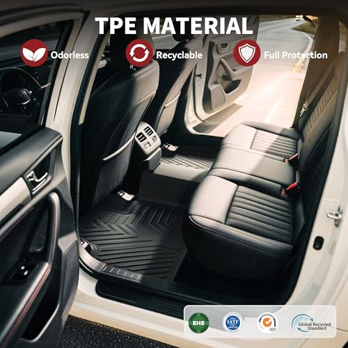 YITAMOTOR Floor Mats Fit for 2016-2020 Kia Optima & 2015-2019 Hyundai Sonata, TPE All Weather Fit Custom Floor Liners for Optima/Sonata Accessories, 1st & 2nd Row Mat Protection Car Mats Set, Black - style: 16-20 Optima & 15-19 Sonata 1st & 2nd Row