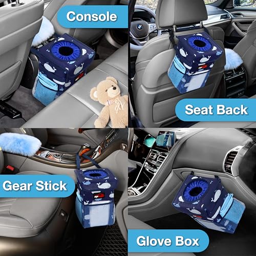 EPAuto Waterproof Car Trash Can with Lid and Storage Pockets, 1.8 Gallon, Blue - color: Blue