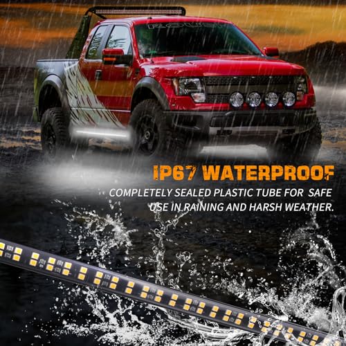 XRIDONSEN 2PCS 60 inch White Running Board Lights Strip 720 LED Emergency Strobe Lights Flashing Warning Hazard Safety Waterproof Side Lights for Trucks Construction Vehicles Pickup SUV Jeep - color: White
