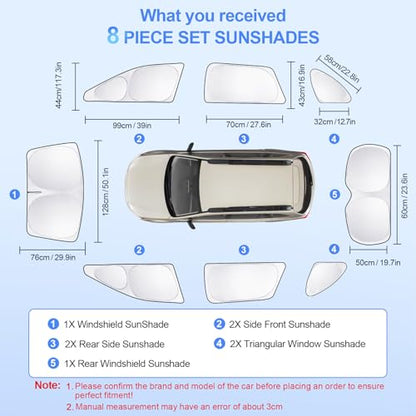 8pcs Car Window Shades for Subaru Outback Wagon 2015-2019 Accessories,Windshield Side Rear Full Sunshade,Sun Visor UV Blocking, Privacy Protection and Blackout for Camping Outdoor - size: for Outback Wagon2015-2019