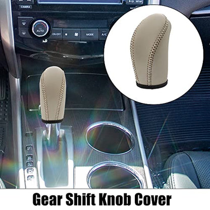X AUTOHAUX Car Faux Leather Gear Shift Knob Cover Automatic Transmission Boots Shift Lever Sheath for Nissan Pathfinder 2013-2020 Beige