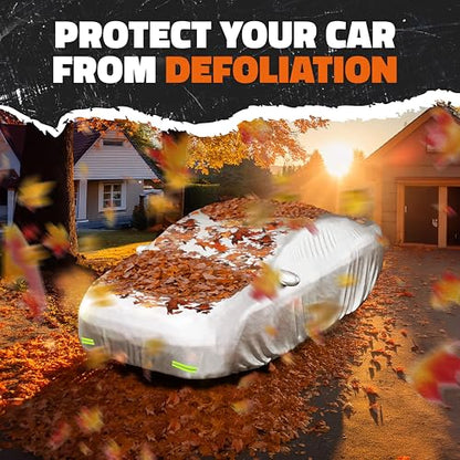 Mockins 185"x70"x60" Small Sedan Car Cover for Snow, Frost, UV, & Light Rain | All Weather 190T Polyester Outdoor & Indoor Car Covers for Automobiles | Water-Resistant Full Exterior Covers w/Strap - size: Sedan - Small - 185" X 70" X 60"