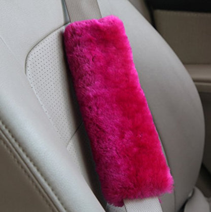 U&M 2 Pack Genuine Sheepskin Auto Seat Belt Cover for Adult Youth Kid Toddlers -Soft Warm Car, Truck, SUV, Camera Backpack Strap Shoulder Pad Wool Fluffy - color: rose red