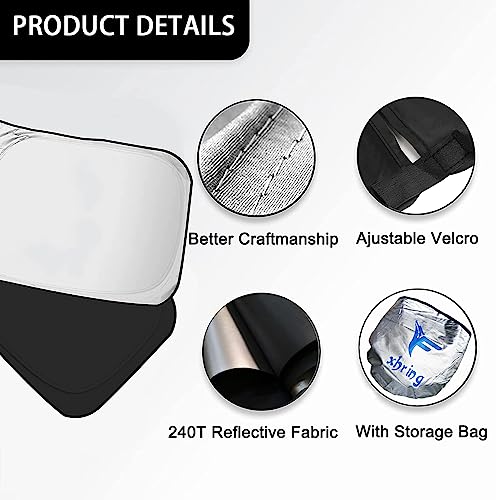XHRING Windshield Sun Shade Custom Fit for Jeep Wrangler JL 2000-2026 JK Gladiator Rubicon Sahara 4XE JKU Sport S Mojave X TJ Accessories, Front Window Sunshade Sun Visor Shield for Wrangler Gladiator