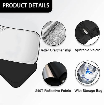 XHRING Windshield Sun Shade Custom Fit for Jeep Wrangler JL 2000-2026 JK Gladiator Rubicon Sahara 4XE JKU Sport S Mojave X TJ Accessories, Front Window Sunshade Sun Visor Shield for Wrangler Gladiator