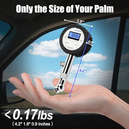 1.5'' Digital Tire Pressure Gauge, LED Display with 360° Swivel Chuck, High-Precision Air Pressure Gauge for Tires, 100 PSI for Trucks, RVs, Motorcycles, and Heavy-Duty Applications - size: 1.5" Digital LED - 100 PSI