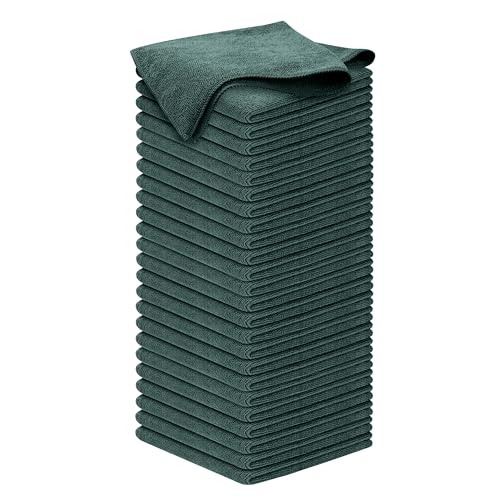 USANOOKS Premium 300GSM Microfiber Cleaning Cloth - 12.5"x12.5" High Performance - 1200 Washes, Ultra Absorbent Microfiber Towels for Cars Undercarriage, Rims & Engine Bay Cleaning - Microfiber Cloth - color: Dark Green, size: 50 pack
