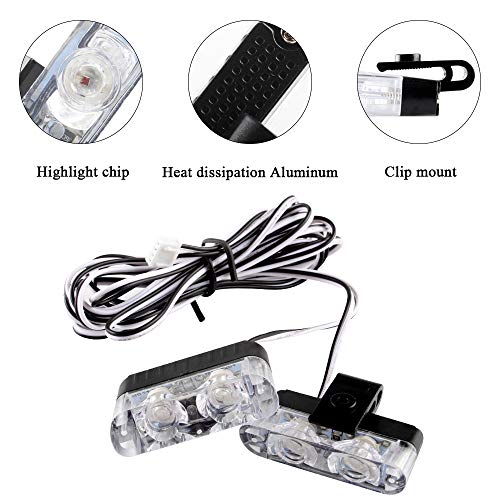 Red 16LED Grille Strobe Lights Dash Deck Visor Police Flash Lights Car Truck Ambulance Emergency Warning Strobe Lights With Remote Control Wireless 12V - color: red, size: 8 in 1