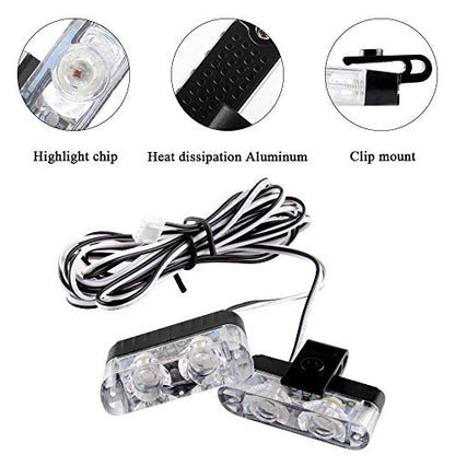 Red 16LED Grille Strobe Lights Dash Deck Visor Police Flash Lights Car Truck Ambulance Emergency Warning Strobe Lights With Remote Control Wireless 12V - color: red, size: 8 in 1