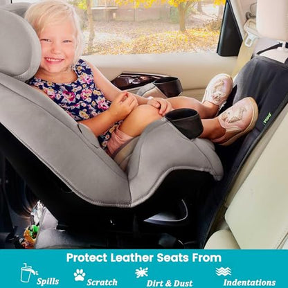 PIDO Car Seat Protector, 2 Pack Seat Protector Under Baby Car Seat with Thick Padding and Non-Slip Back, Waterproof Carseat Protection Cover Pad for Vehicle Leather Upholstery, Black - color: Black