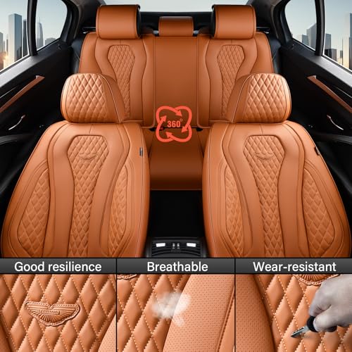 Coverado Seat Covers,Waterproof Seat Covers Front Seats, Brown Car Seat Cover, Luxury Front Car Seat Covers Leather Car Seat Protector, Automotive Car Seat Covers Universal Fit Most Cars - color: Brown, size: FrontPair